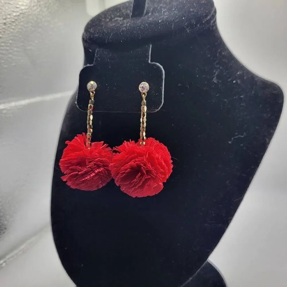 Vintage 90s High Quality Pom Pom Dangle Earrings